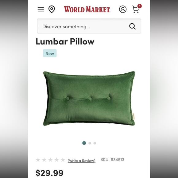(2) NEW World Market velvet lumbar pillow - Picture 4 of 6